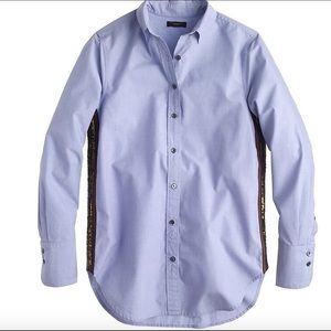 NWT J. Crew Blue Sequin Side-Stripe Shirt (SZ 10)
